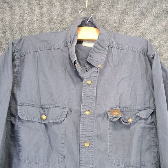 Wrangler Riggs Button Down Shirt Mens Large Long Sleeve Gray Chest Pocket Casual - Picture 3 of 12